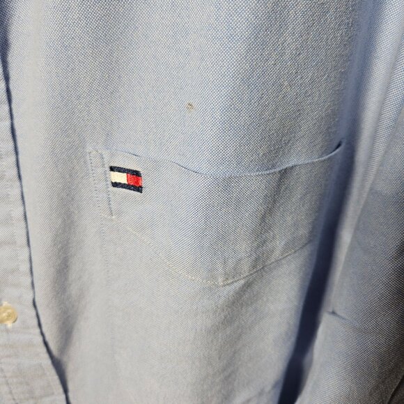 Tommy Hilfiger Mens Button-Up Shirt L Blue 100% Cotton - Picture 3 of 6